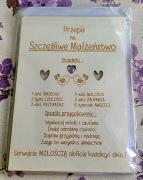 Kartka Drewniana Przepis na Szczęśliwe Małżeństwo Ptaszki Cyrkonie Biała 