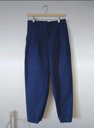 Długie niebieskie granatowe spodnie vintage chinosy wysoki stan S/M