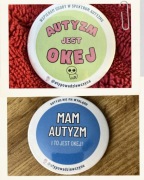 Dwie przypinki „Autyzm jest okej” + „Mam autyzm”