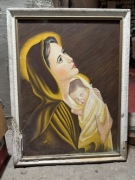 Obraz dewocjonalia PRL olejny na płótnie 