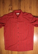 Koszula Kingfield r. 42 czerwona w paski kr rękaw bawełniana 