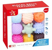 PIŁECZKI SENSORYCZNE PIŁKI DO ĆWICZEŃ EDUKACYJNE GUMOWE DLA DZIECI GRYZAK