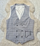 Kamizelka garniturowa S Szara w kratkę Burton Menswear London Nowa