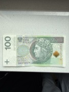 Banknot 100PLN radar serii BB9758579