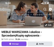 Grupa Facebook - MEBLE Warszawa i okolice 75 tys.+