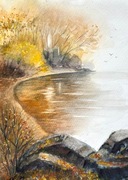 jesienny dzień original Akwarela A4