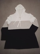 Biało-szaro-czarny sweterek z kapturem 