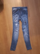 Legginsy imitacja jeansu z prawdziwymi dziurami 