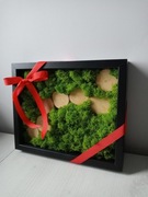 Obraz z mchu z plastrami drewna 