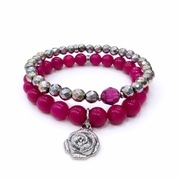 Bransoletki fuksja kamienie Swarovski jadeit