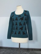 Turkusowy sweter w wyszywane pieski Comptoir des Cotonniers