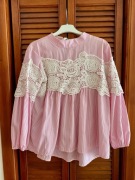 Bluzka boho koronka w paski oversize miLady rozmiar uniwersalny