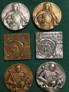 6 x medal Sobieski, August Mocny i Kopalnictwo. Ptain plakiety medale