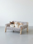 Legowisko podwyższane dla kota sofa duża futerko drewniana