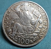 Moneta Czechosłowacja 100 Koron 1949 Jihlava Przywileje Górnicze srebro
