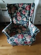 Fotel uszak IKEA kwiatowy wzór