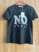 Bluzka damska tshirt czarna, krótki rękaw, firma ebelieve 