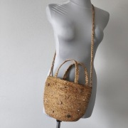 Torebka damska, koszyk letni pleciony z juty, perełki, kryształki, Parfois