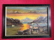 Stary obraz na płótnie sygnowany Grenlandia 