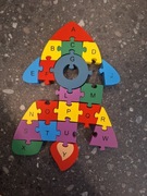 klocki drewniane rakieta 21 elementów