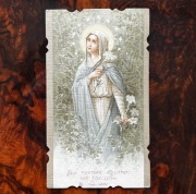 Unikat 1918 r. - Kolorowy obrazek I Komunia Św. - Matka Boska - Dedykacja