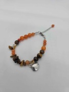 Bransoletka | Pomarańcz i brąz muszla