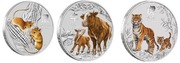 3 monety KOLOR 2oz LUNAR III 2020 2021 2022 mysz wół tygrys