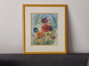 Obraz autorski 40*45, akwarela na papierze. Kwiatowa martwa natura.