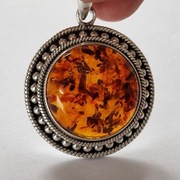 Srebrny wisior z bursztynem 19 gram pr925 