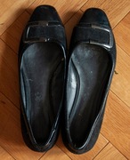 Footglove Original Skórzane Baleriny Mokasyny Czarne Klamra Używane