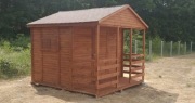 Domek drewniany ogrodowy, z tarasem, 3x3 m