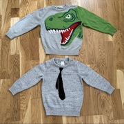 Sweter H&M dinozaur C&A krawat r. 98/104