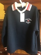 ZARA Bluza polo z kołnierzykiem granatowa bawełna M