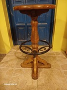 Taboret hoker barowy dębowy z obręczami z kutej stali solidne kpl.3szt.