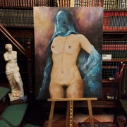 "Akt z niebieskim szalem"