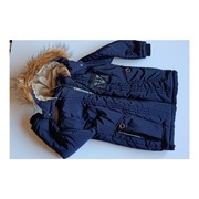 Kurtka zimowa z odpinanym kapturem r. 122 / 128 ocieplana zima turecka