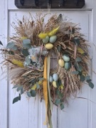 Wielkanocny wianek wieniec boho 60 cm zielone żywe gałązki i eukaliptus