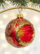 Bombka choinkowa czerwony Reflektor 8 cm szklane ozdoby retro styl jak prl 