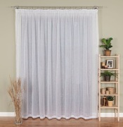 Delikatna długa firana do salonu, biała firana na taśmie 300x230 cm