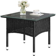 Stół ogrodowy, stół zewnętrzny, wygląd rattanu, stolik na taras, czarny