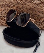 Okulary przeciwsłoneczne damskie plus etui złote