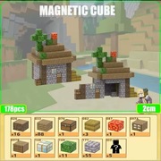 Klocki magnetyczne typ Minecraft Domek 178 szt i 5 figurek  mocny magnes!!!