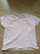 Bluzka dziewczęca dziecięca na krótki rękaw różowa z serduszkiem roz.92