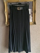 Spódniczka długa czarna plisowana blink blink cyrkonie z paskiem na gumie