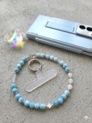 Biżuteryjna smycz do telefonu Akwamaryn i Jadeit, Mattè Prism