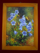 Niebieskie dzwonki -  mała reprodukcja w drewnianej ramie 