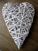 Serce wiklinowe białe pełne wysokośc 43 cm