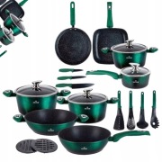 Zestaw garnków 21 el. ZILNER Emerald Noir – marmur, noże, patelnie!