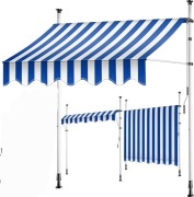 tillvex markiza balkonowa 350 cm niebieska/biała markiza ze składanym