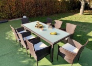 Zestaw mebli ogrodowych z technorattanu meble obiadowe stół krzesło fotel